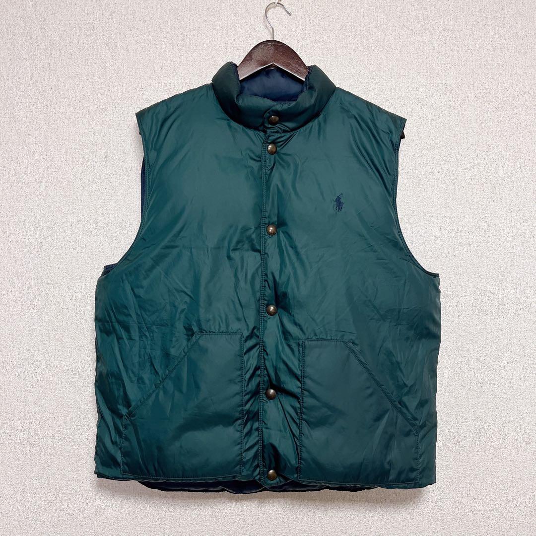 Polo Ralph Lauren ネイビー グリーン ダウン ベスト L