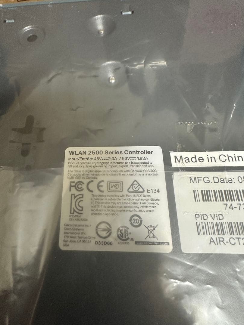 新品、未開封　CISCO WLAN 2500 Series Controller