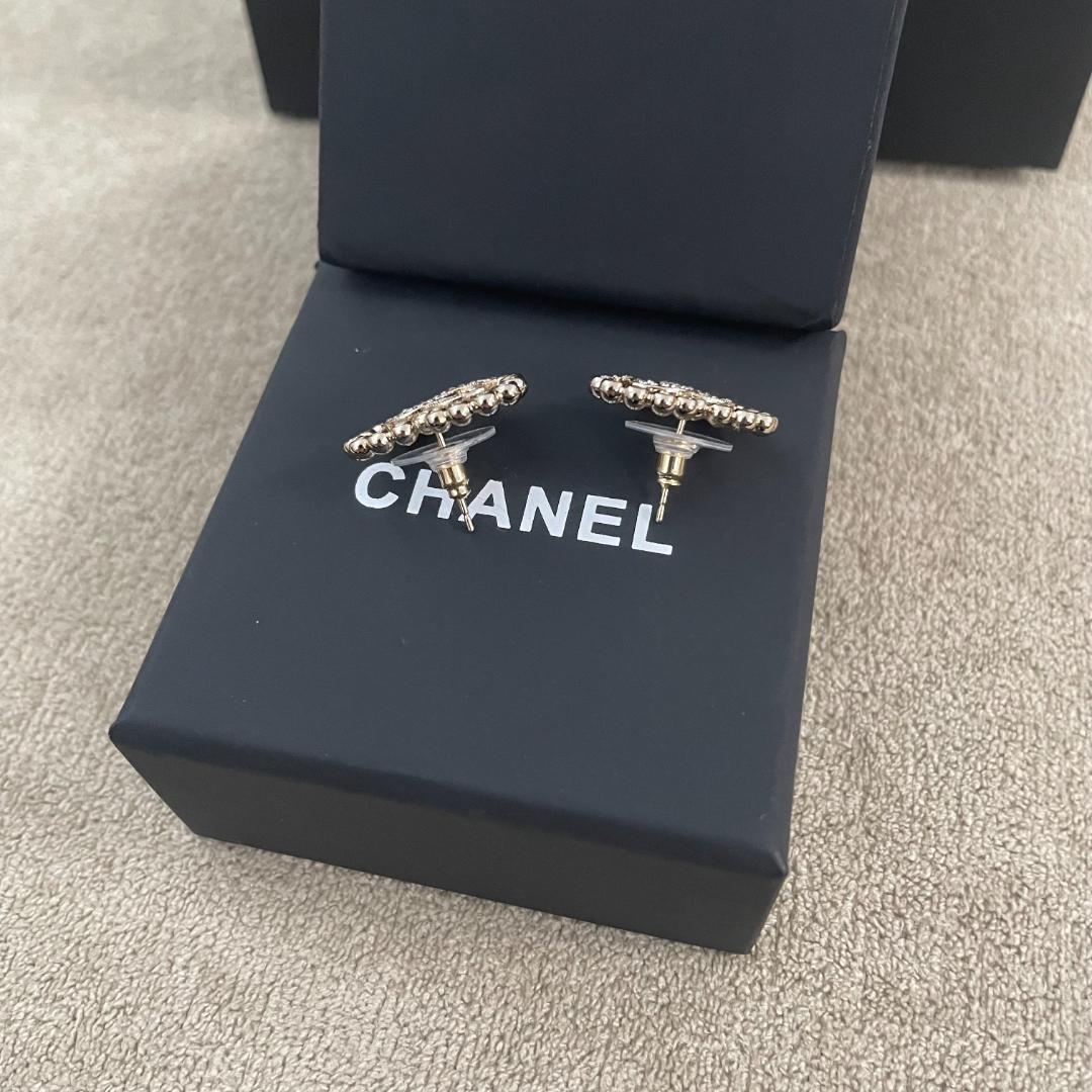 ハート型 CC & ココアロゴ クリスタル♡ピアス