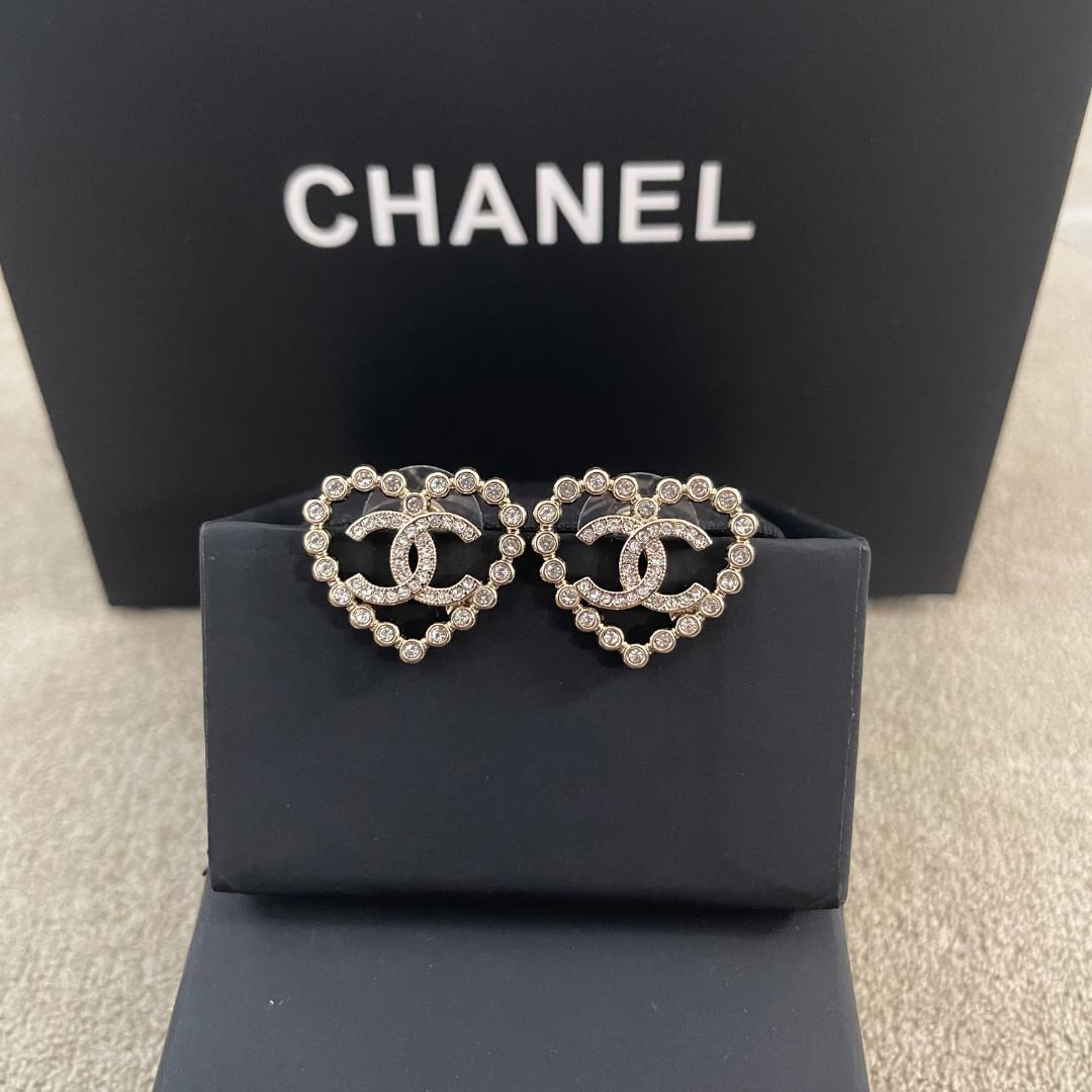 ハート型 CC & ココアロゴ クリスタル♡ピアス