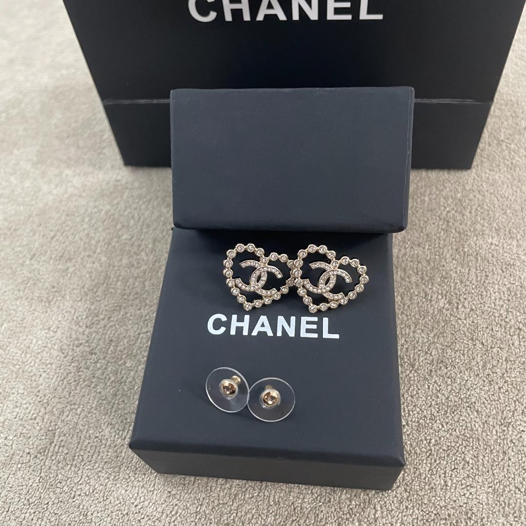 ハート型 CC & ココアロゴ クリスタル♡ピアス
