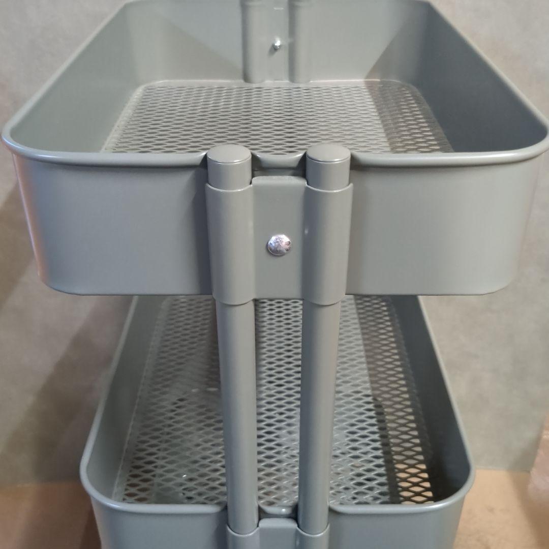 (s)ルッツ　 IKEAキャスター付き3段キッチンワゴン グリーンホワイト