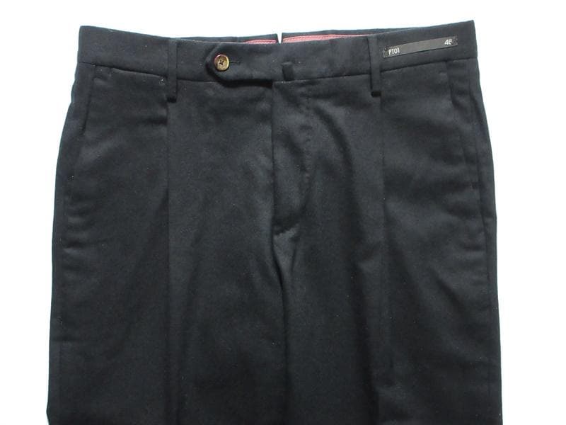 新品 PT01 ウール フランネル ストレッチ パンツ スラックス ブラック