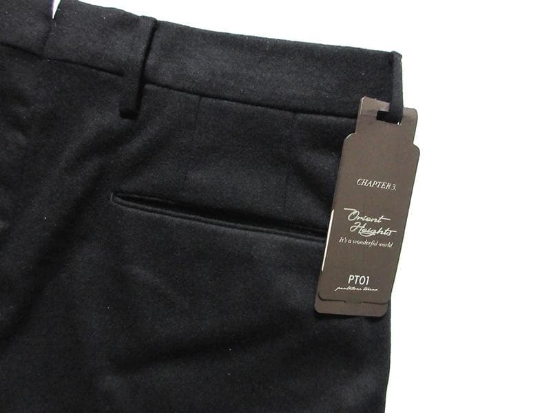 新品 PT01 ウール フランネル ストレッチ パンツ スラックス ブラック