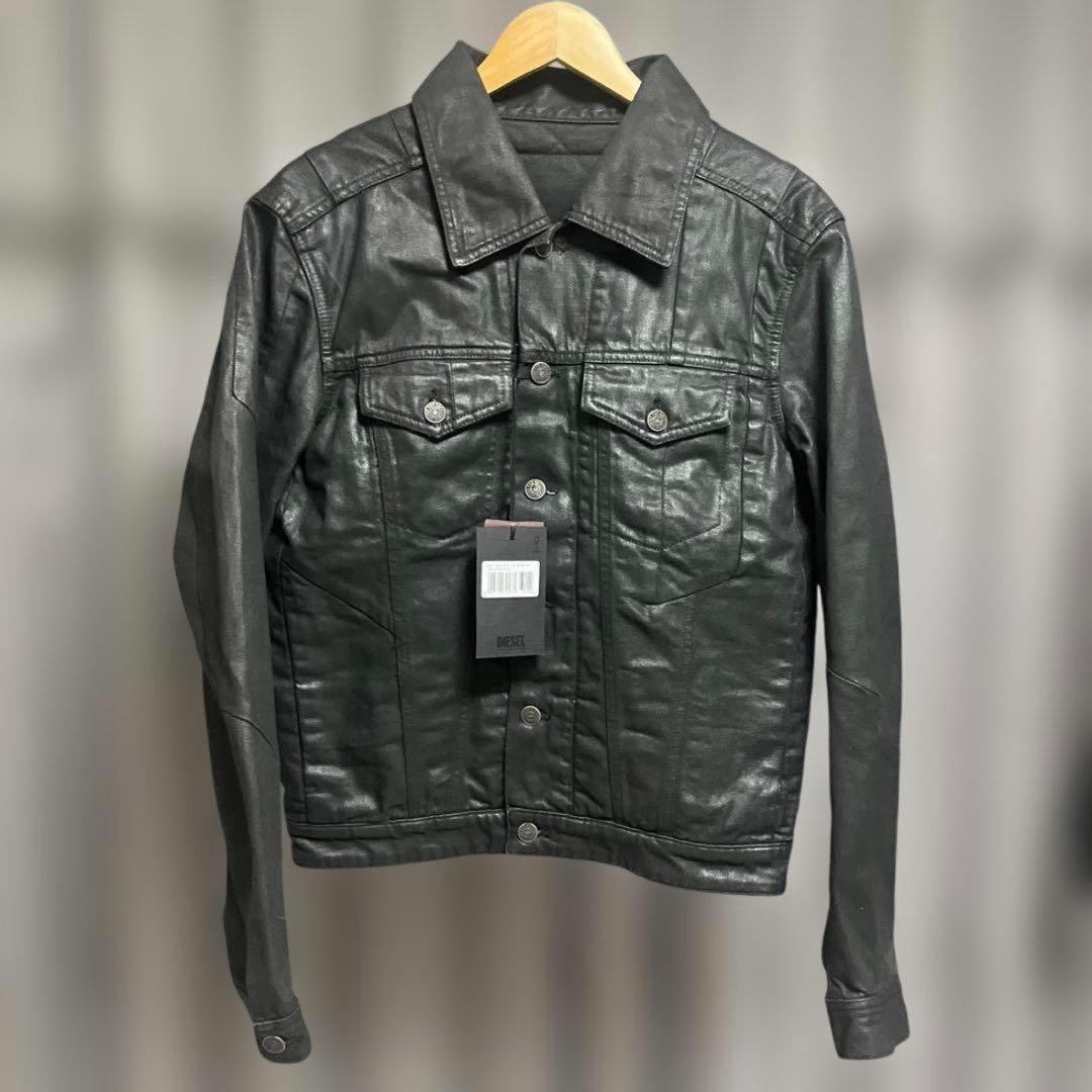 新品　DIESEL コーティング　ブラック ジャケット　内側キルティング