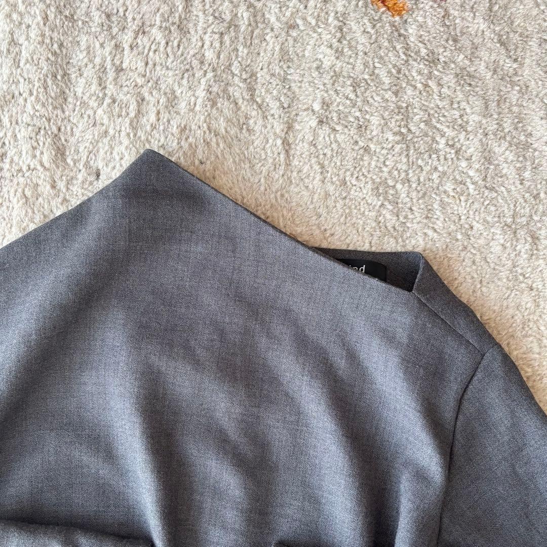 ミズイロインド　コクーンワンピース　アシンメトリー　変形　バックボタン　グレー