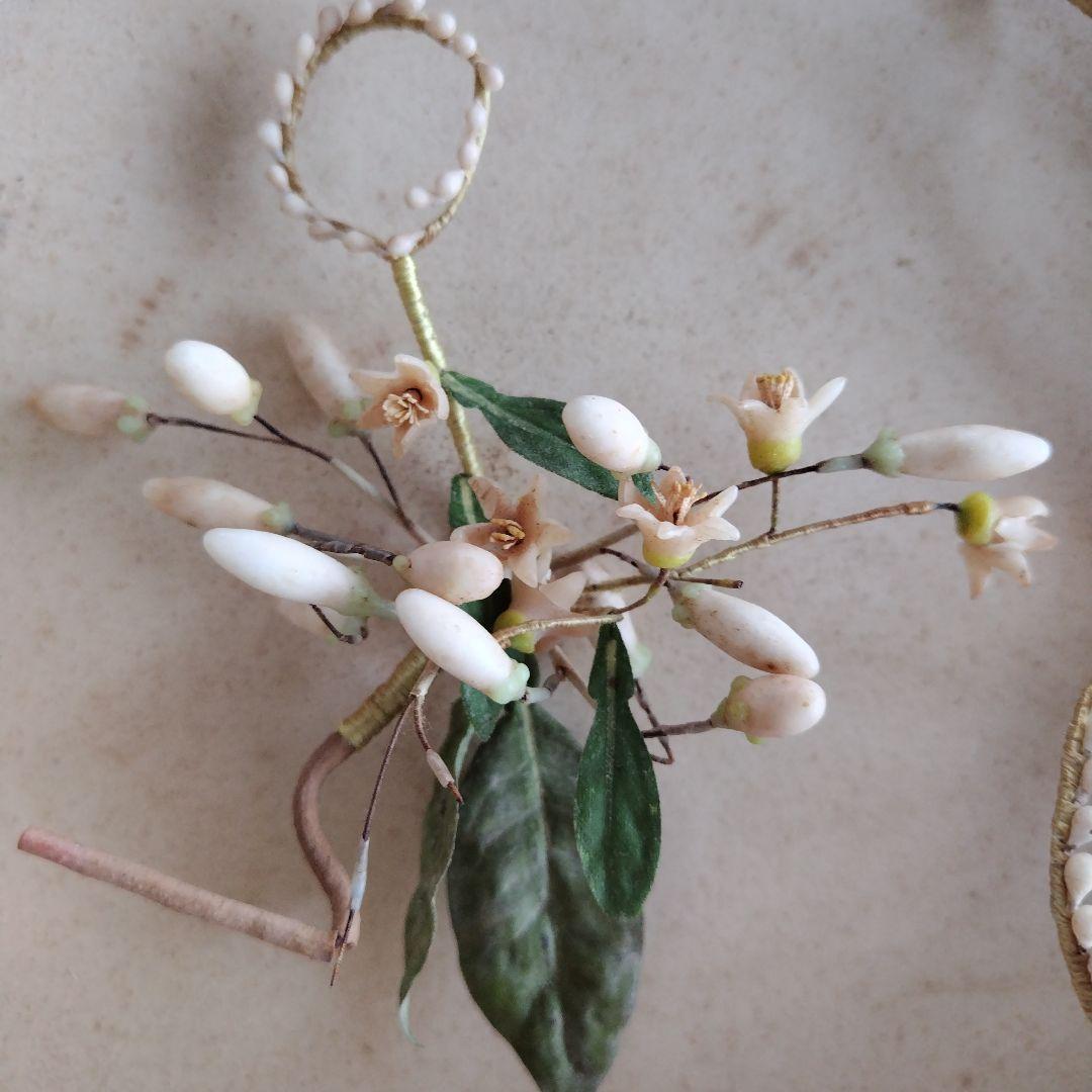 フランスアンティーク　ワックスフラワー花冠セット