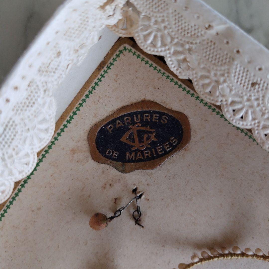 フランスアンティーク　ワックスフラワー花冠セット