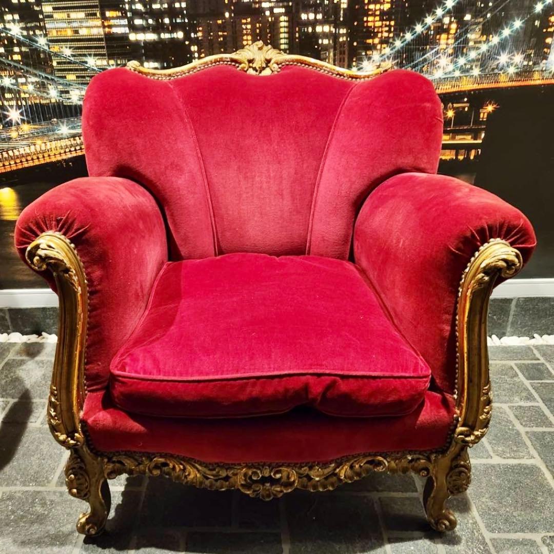 ノットアンティークス　シングルソファ エンペラーズチェア　ロココ　彫刻