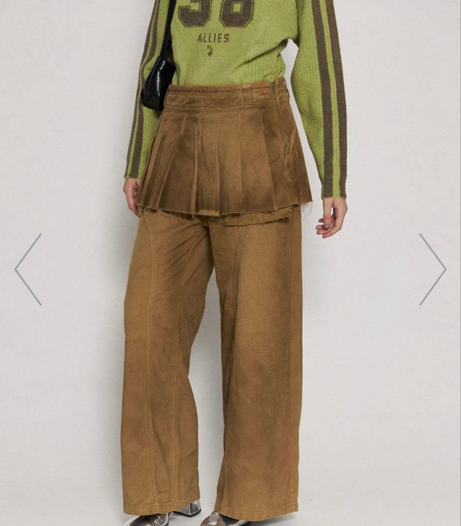 パンツ Pleated Skirt Layered Pants