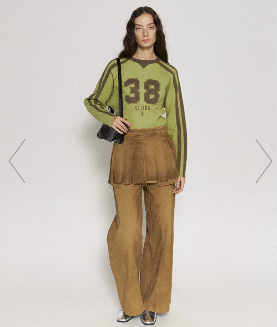 パンツ Pleated Skirt Layered Pants