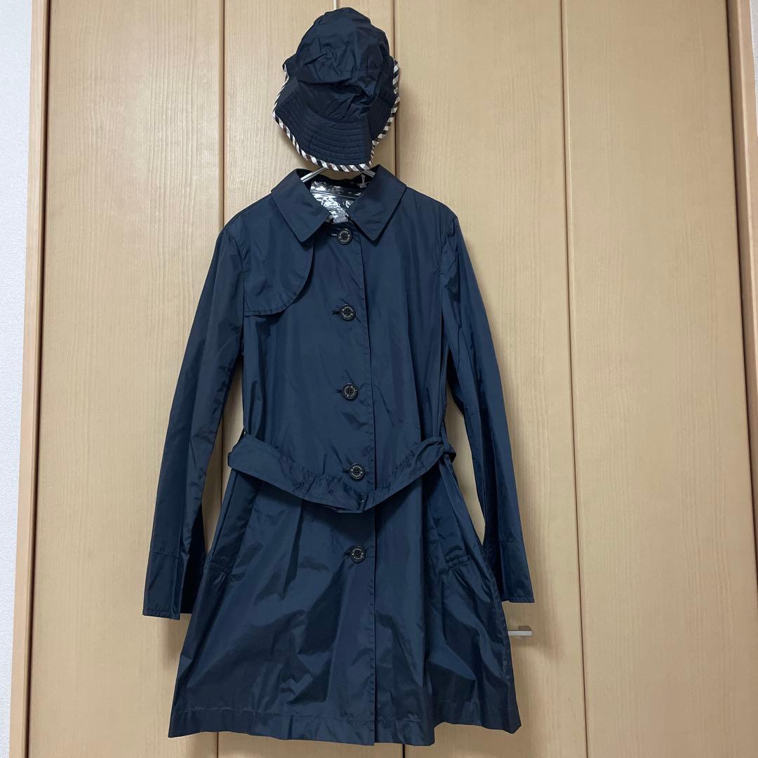 Aquascutum アクアスキュータム 帽子付きレインコート ネイビー 8