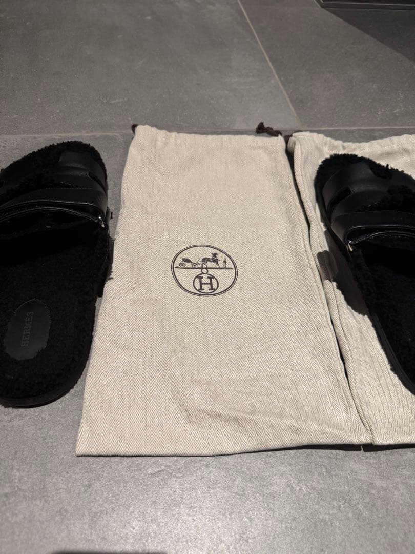 k*☆様 Mens エルメス シプレHermès Black ムートン サイズ4