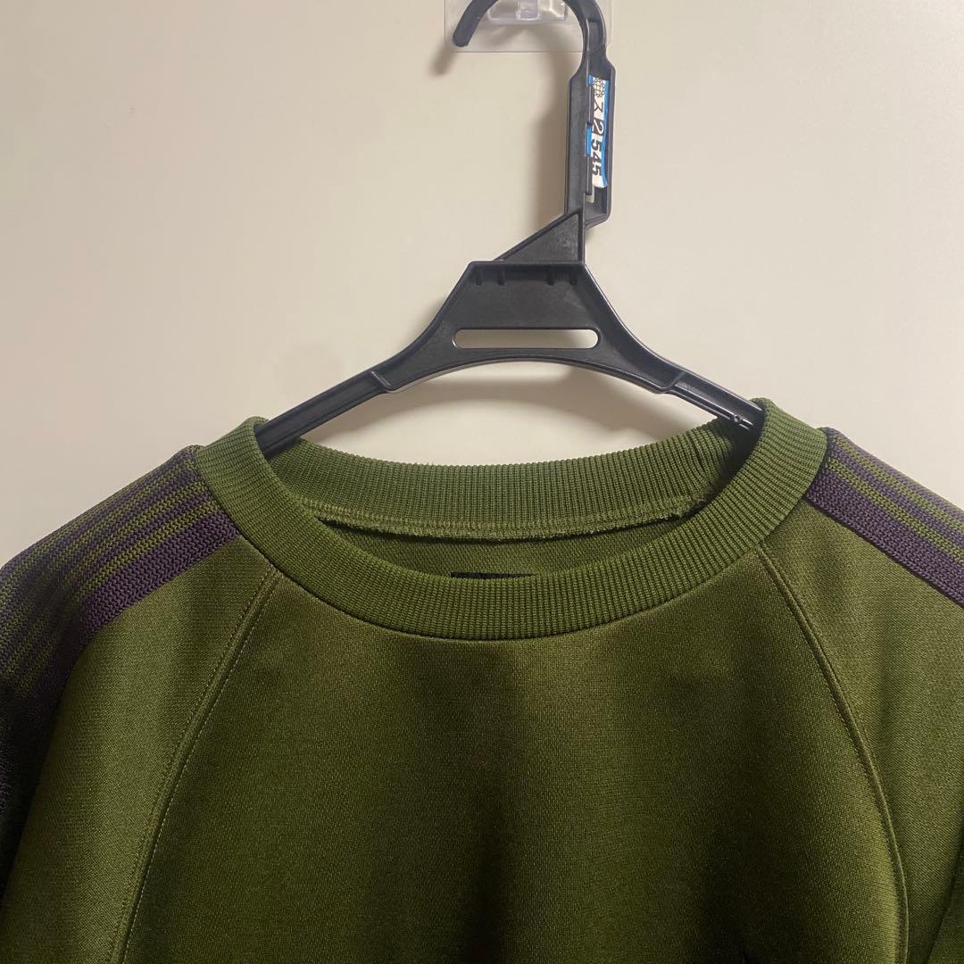 Needles パピヨン刺繍 サイドライン クルーネックスウェット オリーブ S