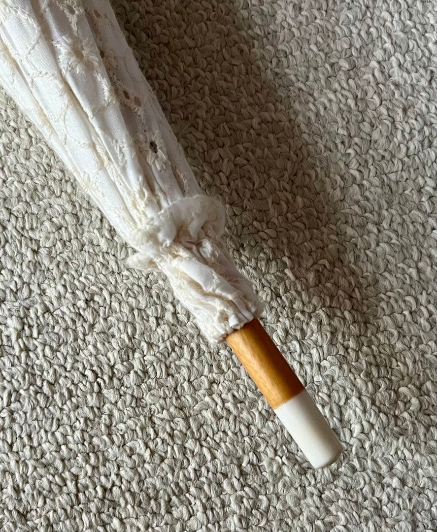 小宮商店 ホワイトレース日傘 木製ハンドル 50cm 刺繍