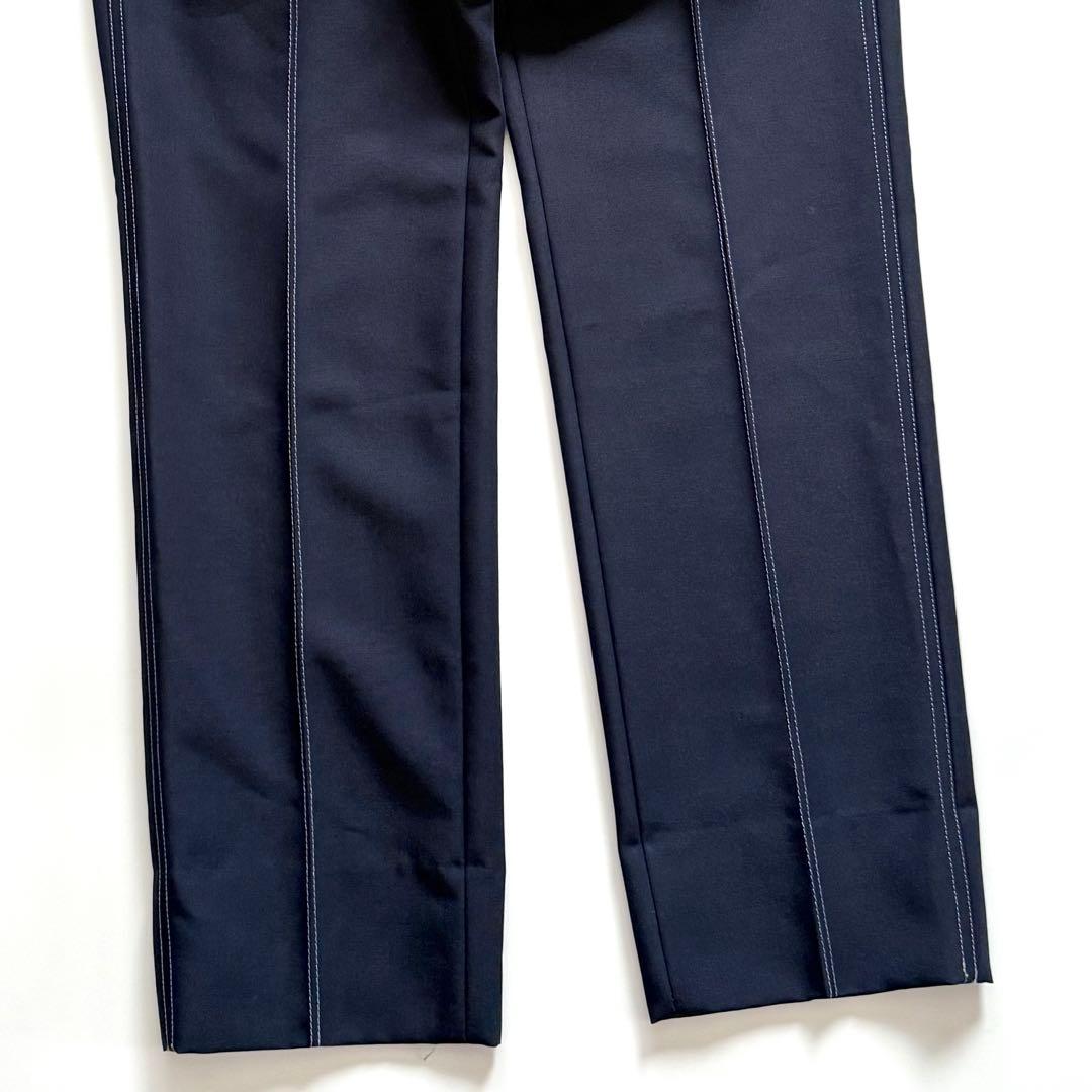 美品 OAMC スラックス ウールモヘヤ トラウザーズ ステッチ ネイビー 44