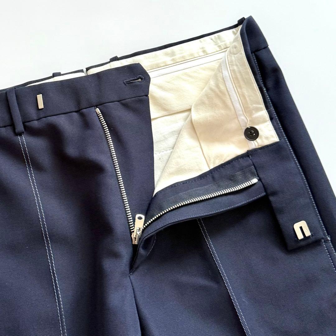 美品 OAMC スラックス ウールモヘヤ トラウザーズ ステッチ ネイビー 44