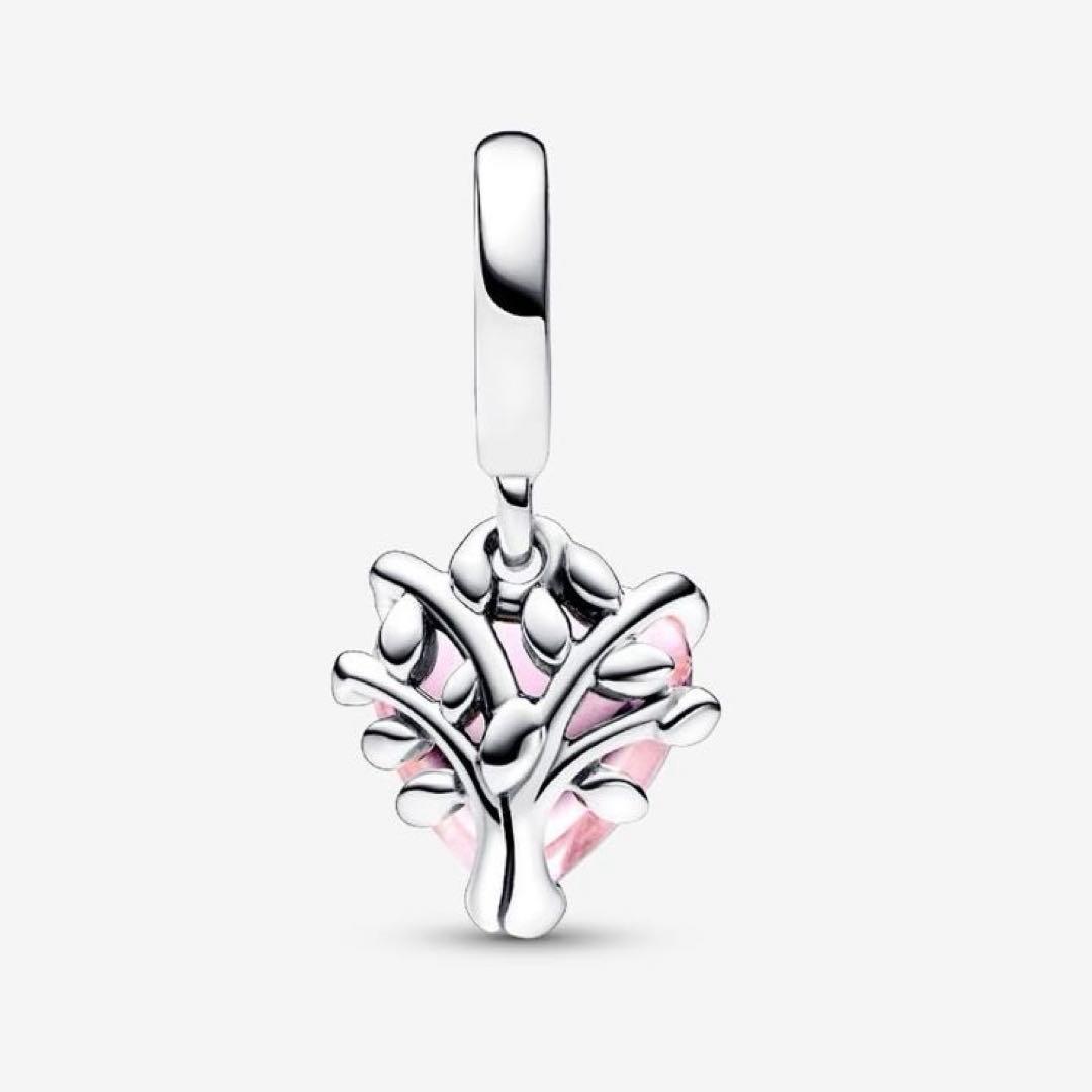 アクセサリー Pink Family Tree & Heart Dangle Charm