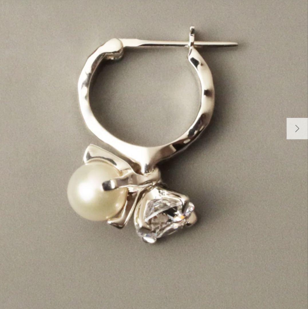 e.m. シルバー ピアス フープピアス パール ジルコニア 片方