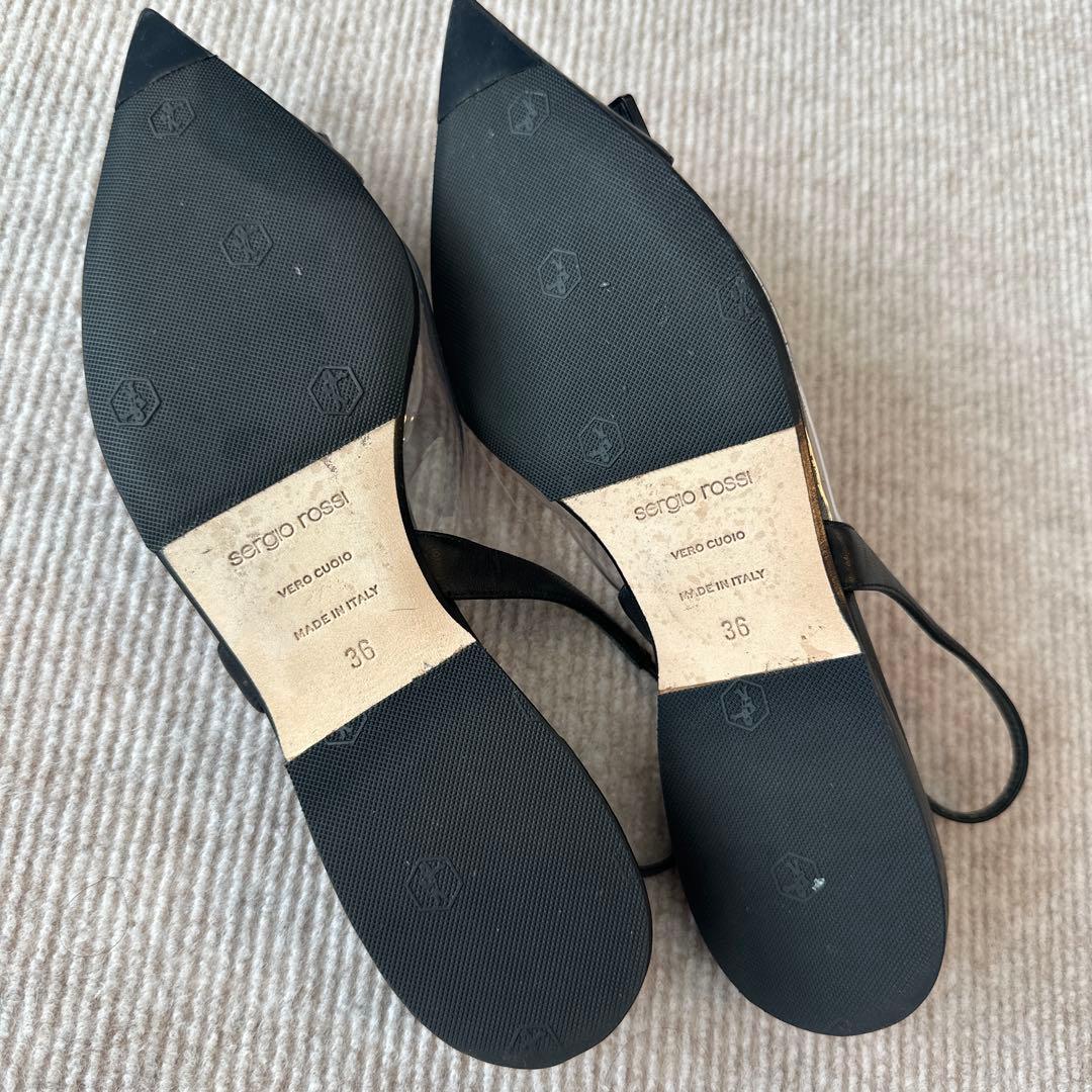 セルジオロッシsr1 PVC フラットスリングバック　黒　36 美品