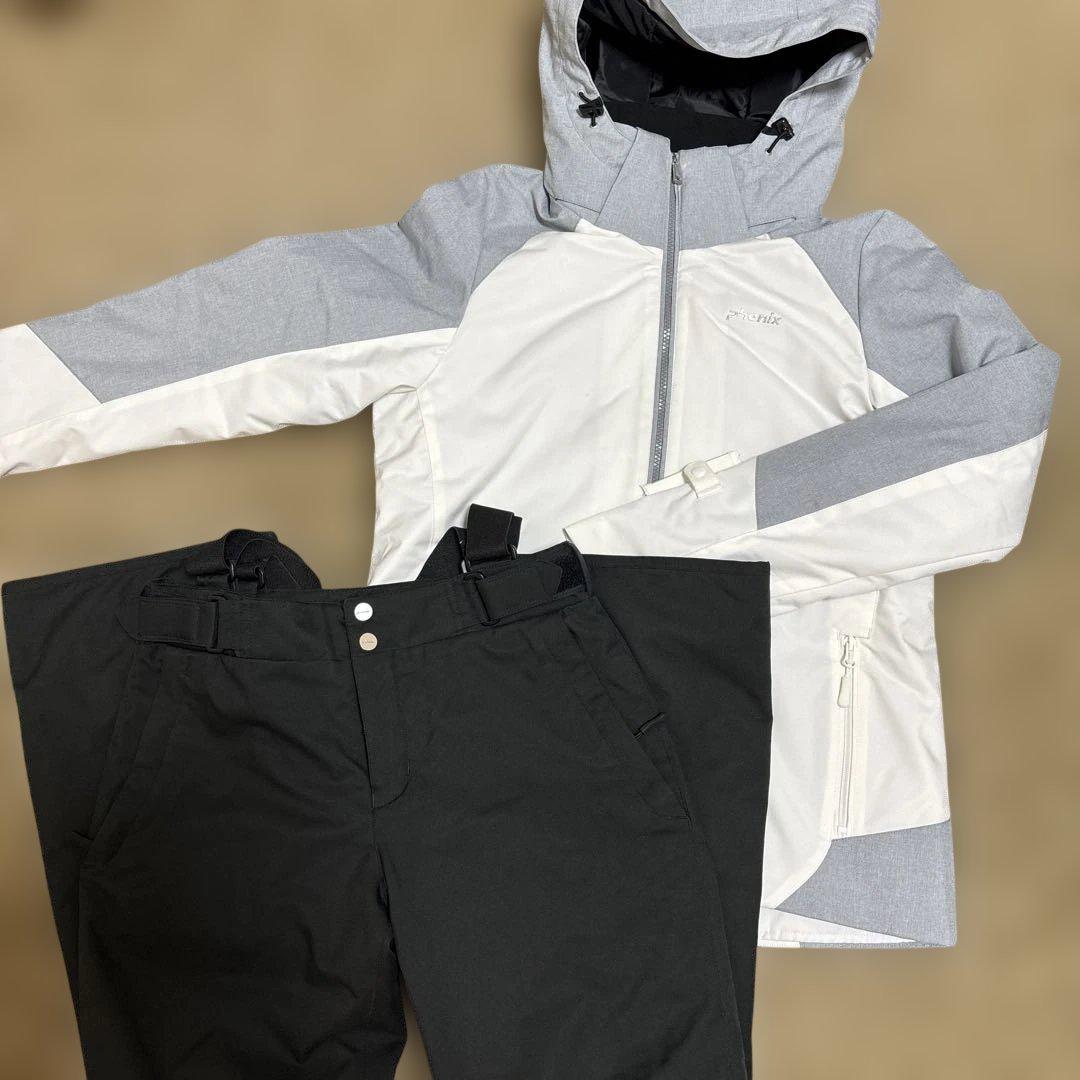 女性用スキーウェア グレー/ホワイト