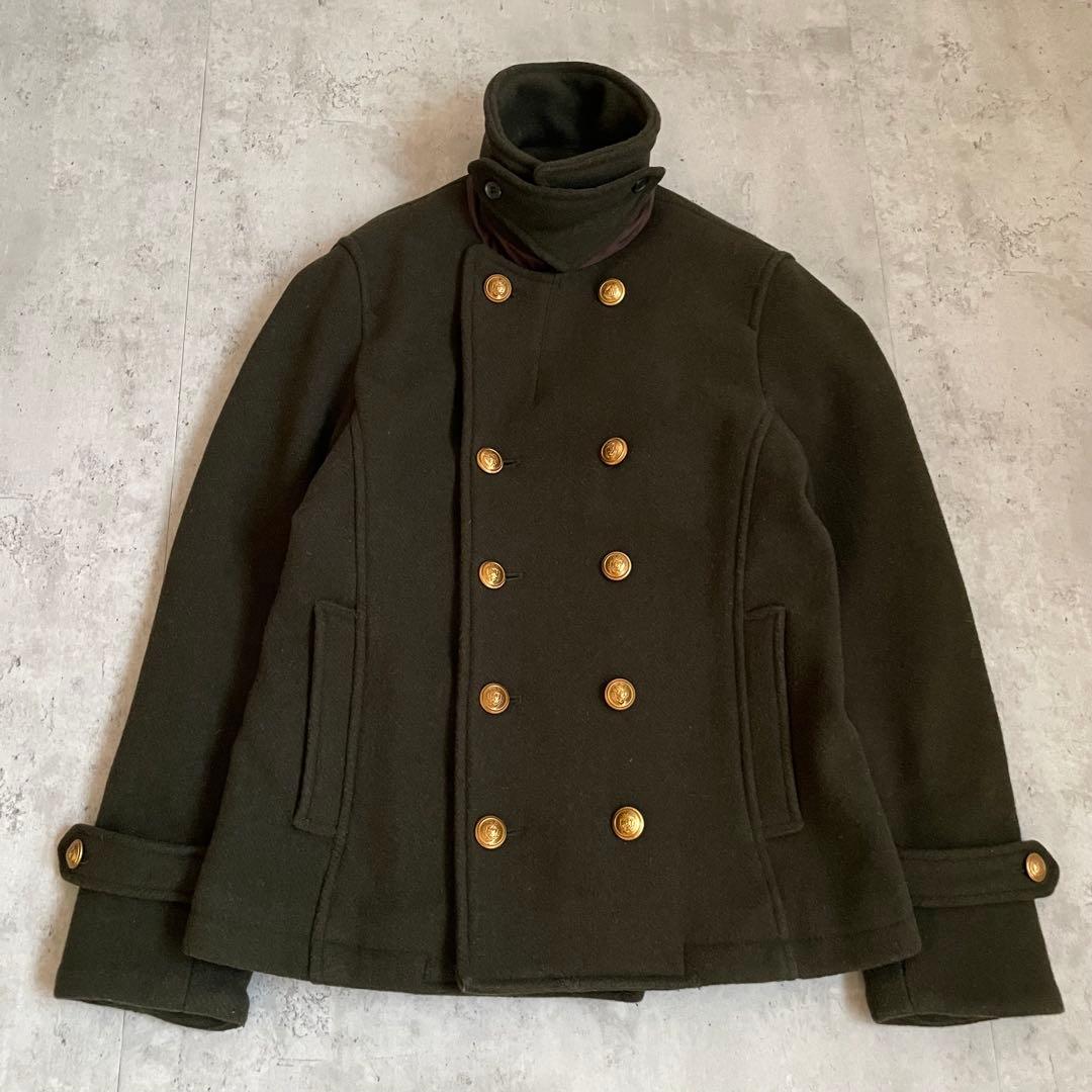 ナポレオンジャケット　ピーコート　金ボタン　カーキ　モード　ミリタリー　y2k
