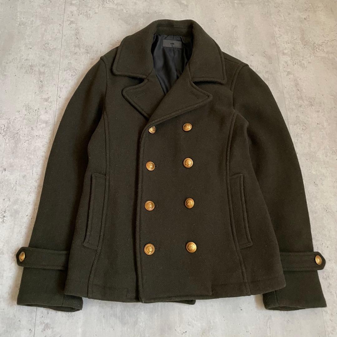 ナポレオンジャケット　ピーコート　金ボタン　カーキ　モード　ミリタリー　y2k