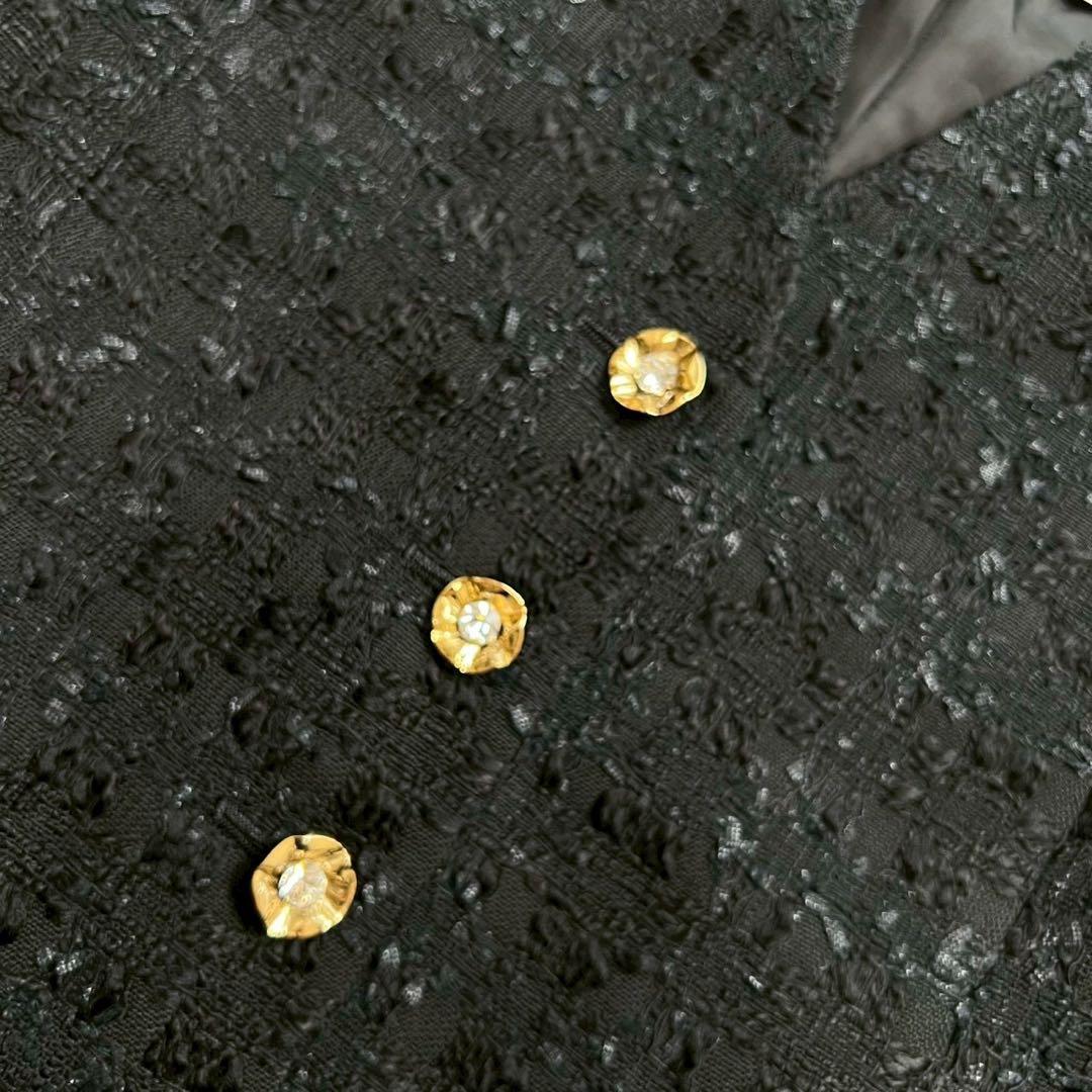 タグ付 ANAYI ミックスヤーンツイードショートジレ ブラック 36