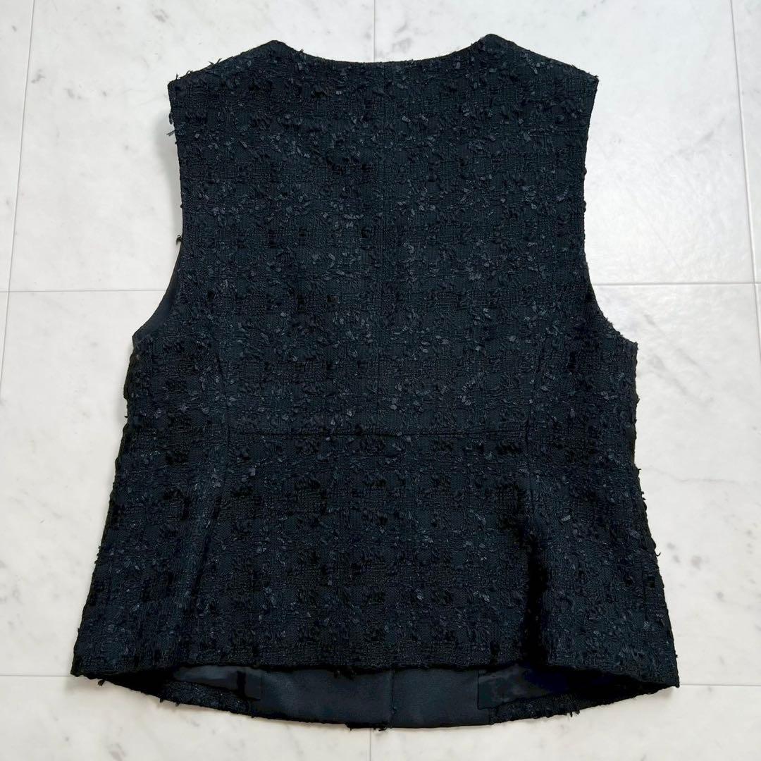 タグ付 ANAYI ミックスヤーンツイードショートジレ ブラック 36