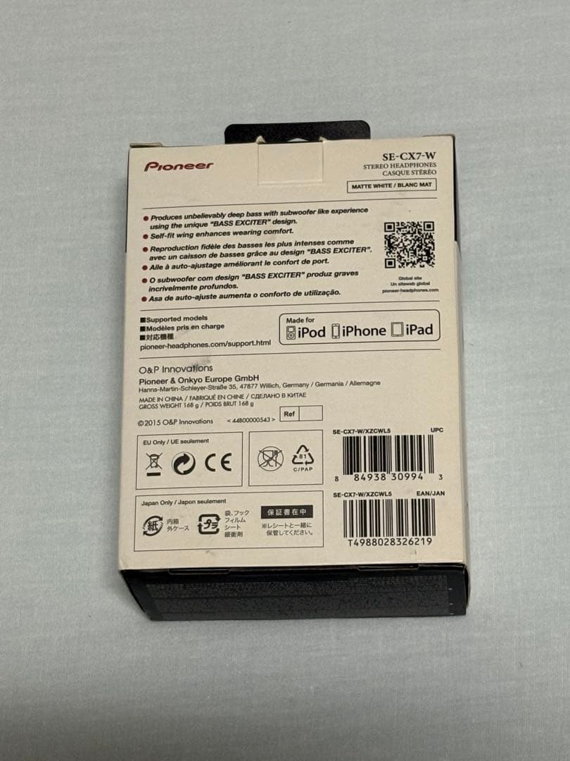 pioneer Superior Club Sound SE-CX7-Wイヤホン