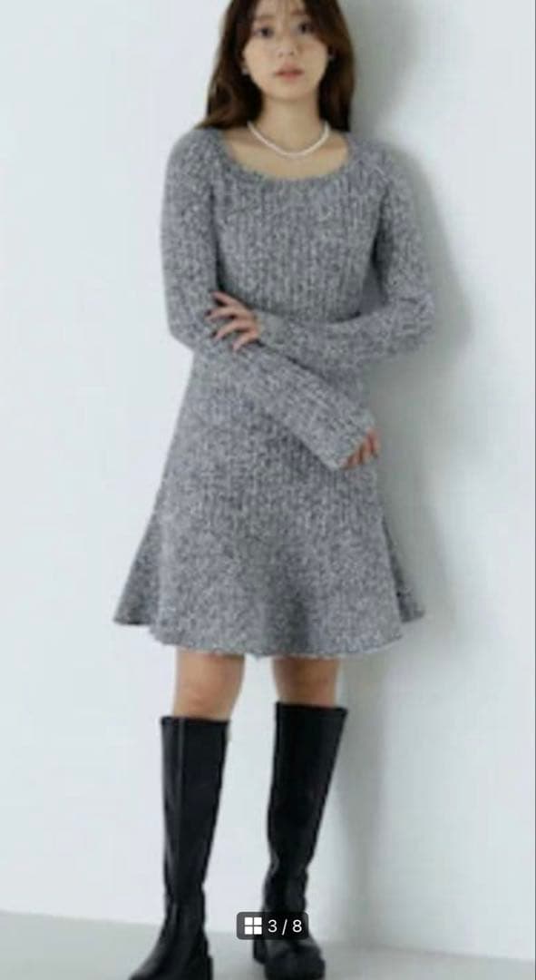 ナチュラルビューティーベーシック　ツイードミニワンピース＆カーディガンセット