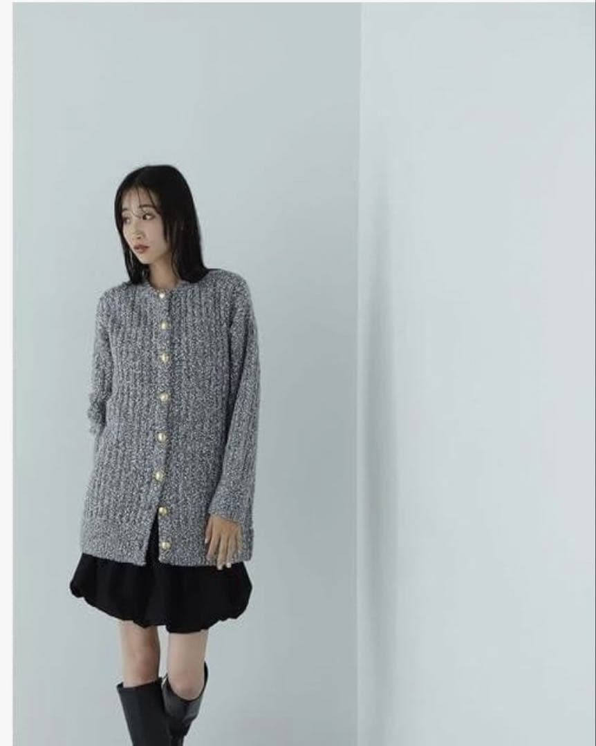 ナチュラルビューティーベーシック　ツイードミニワンピース＆カーディガンセット