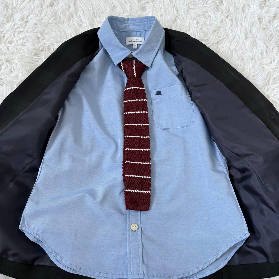 グリーンレーベルリラクシング　グリーンチェックフォーマルスーツ4点セット125