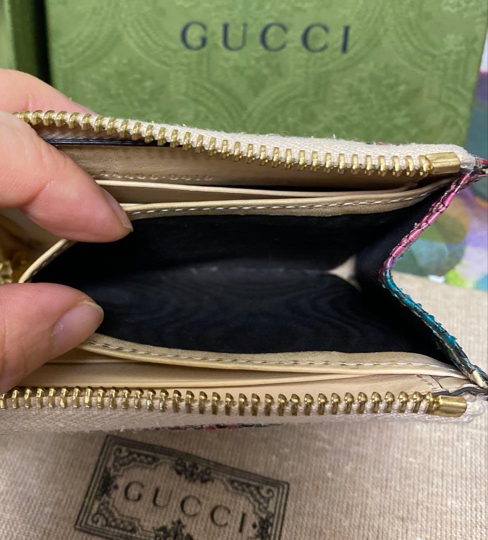 GUCCI パイソン　ミニ財布　L字ファスナー