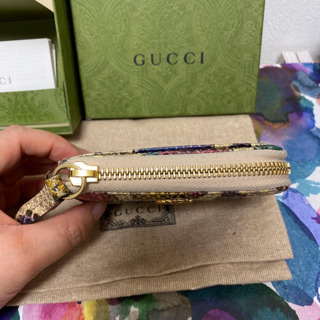 GUCCI パイソン　ミニ財布　L字ファスナー