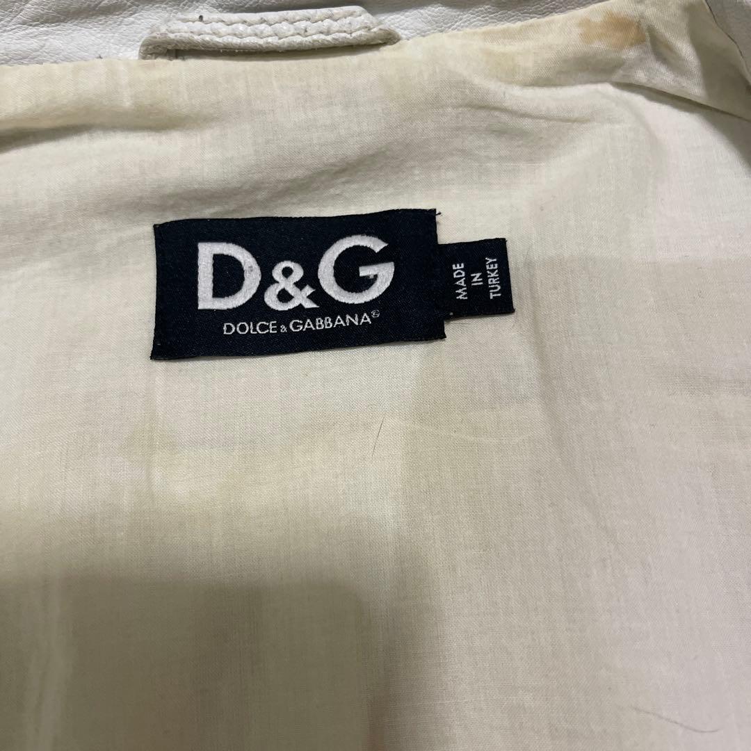D&G ホワイトレザーシングルライダースジャケット