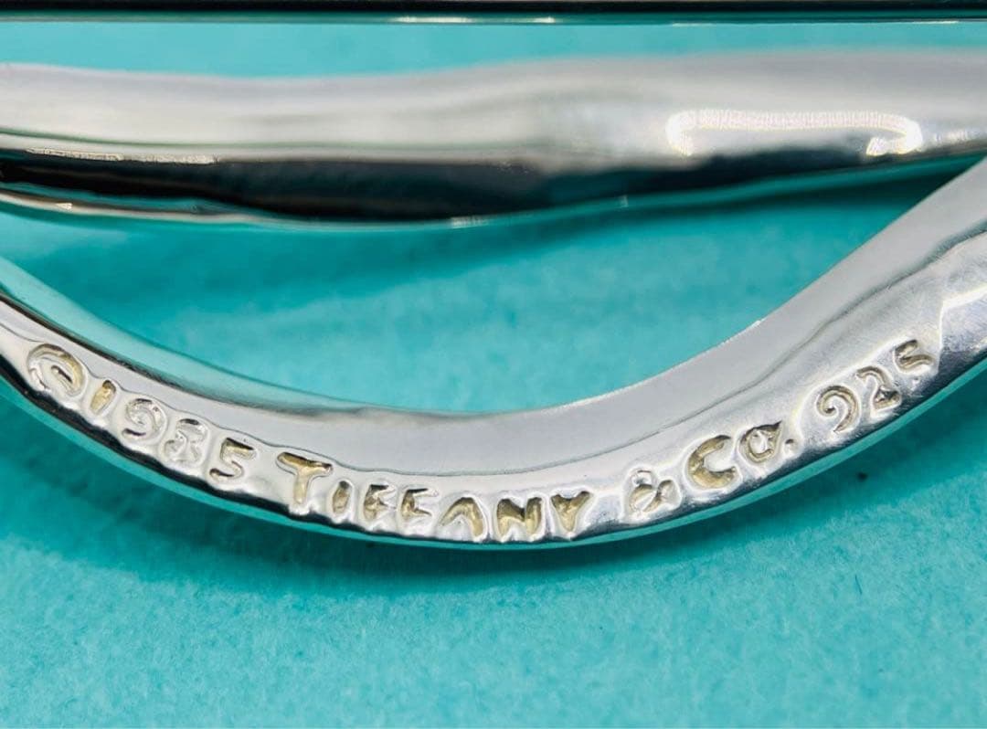 h405 美品　オールドティファニー　リボンボウ　ラージサイズ　ブローチ　925