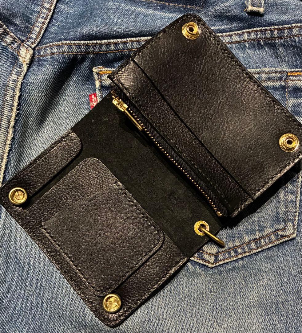 トラッカーウォレット　ミドル　イタリアンレザー　シュリンク　クロスボール