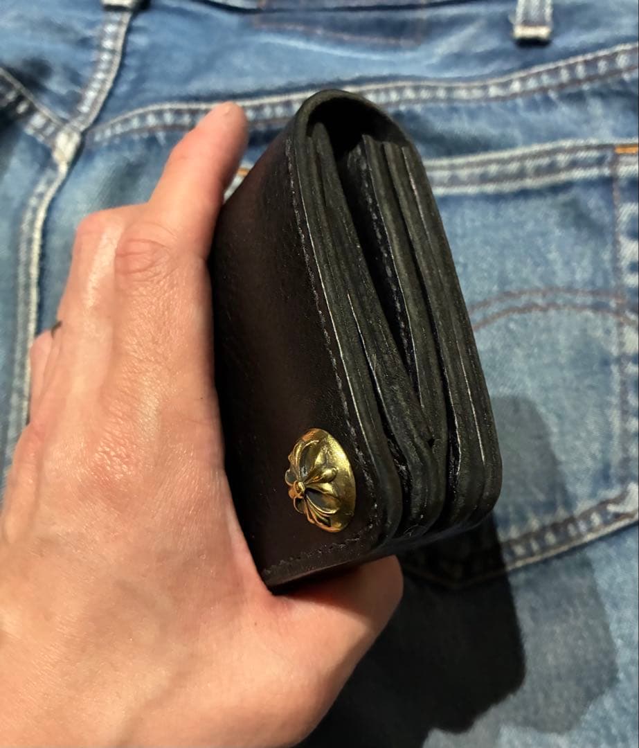 トラッカーウォレット　ミドル　イタリアンレザー　シュリンク　クロスボール