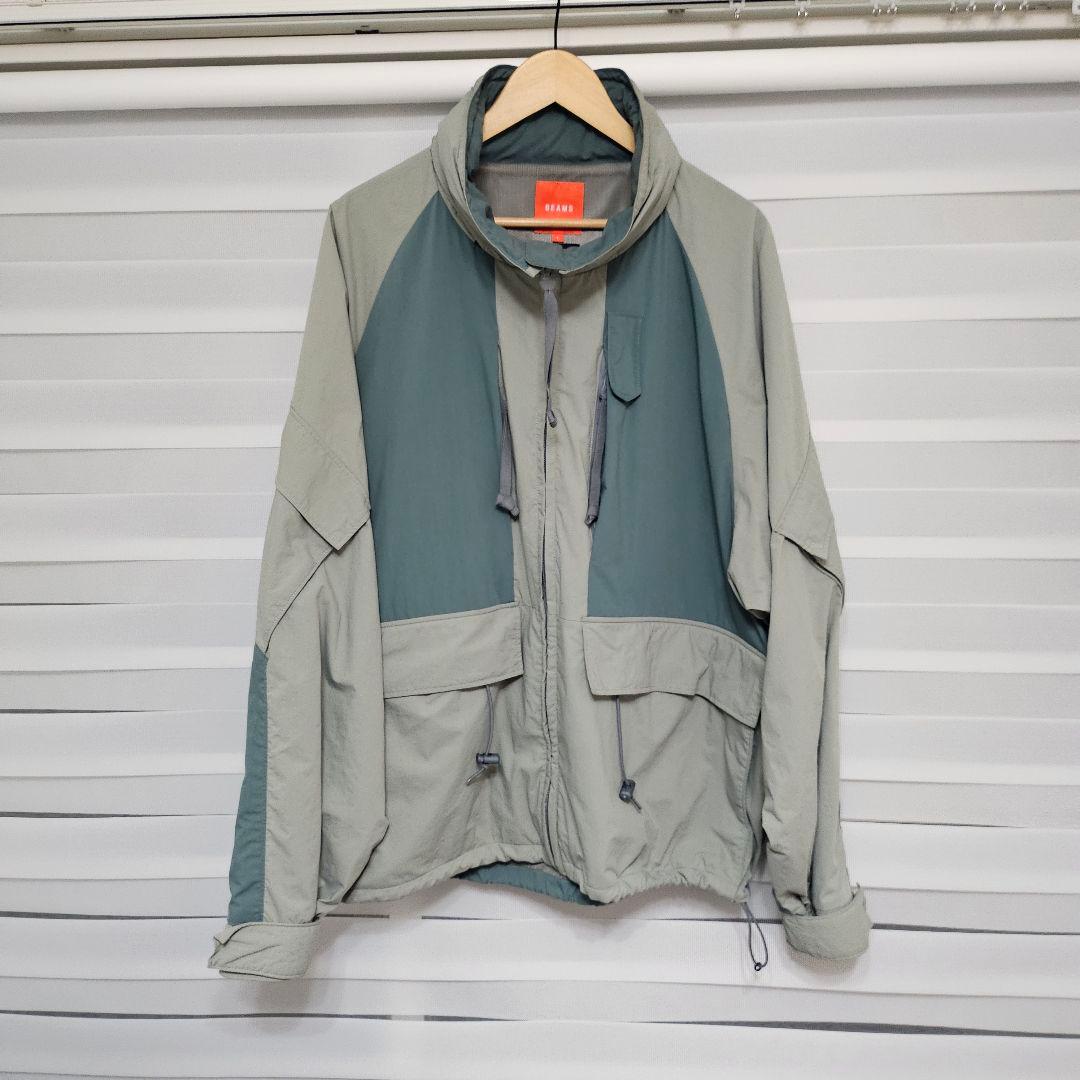BEAMS 　ビームス　 2トーン ナイロン テック ジャケット　カーキ