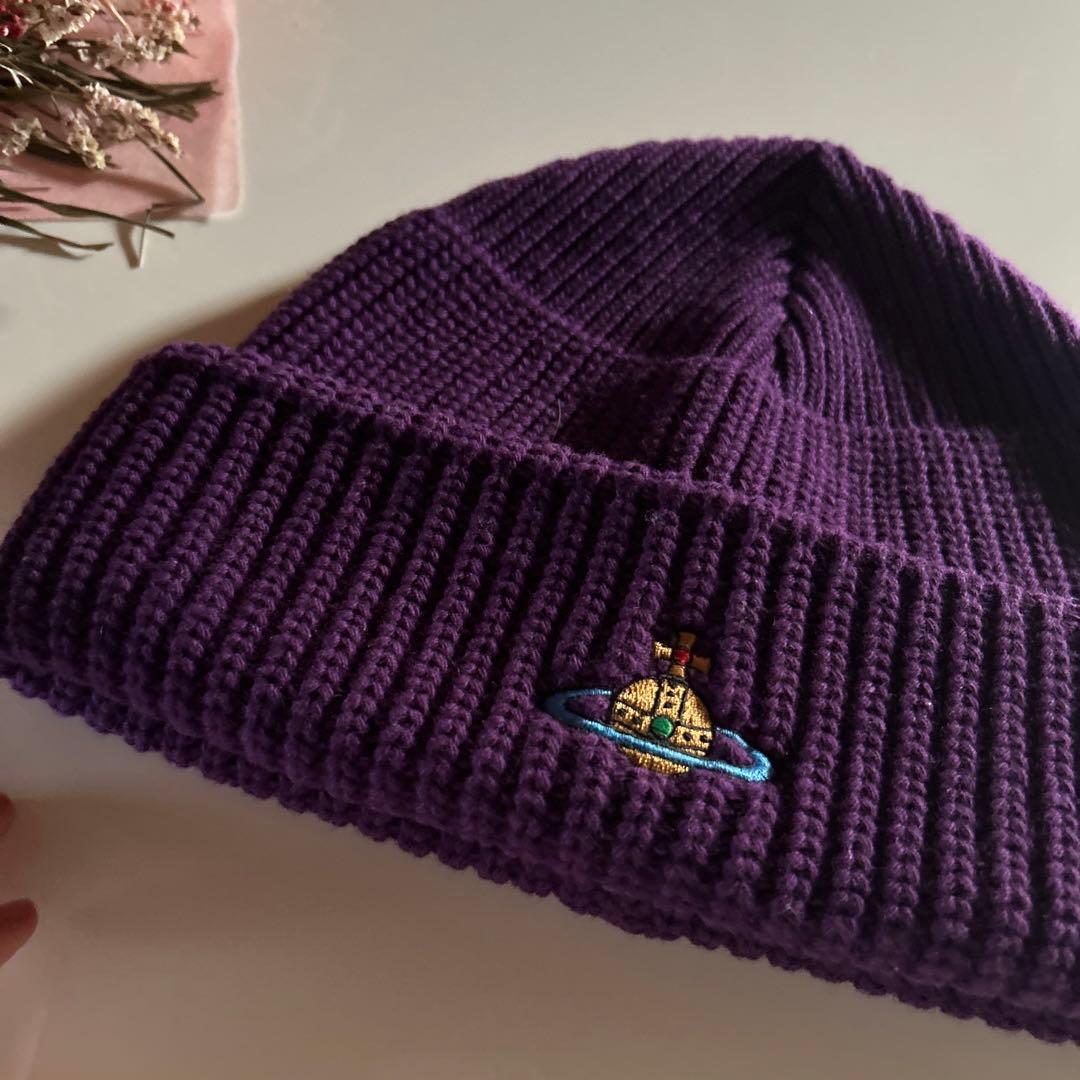 ビビアン　ニット帽　パープル