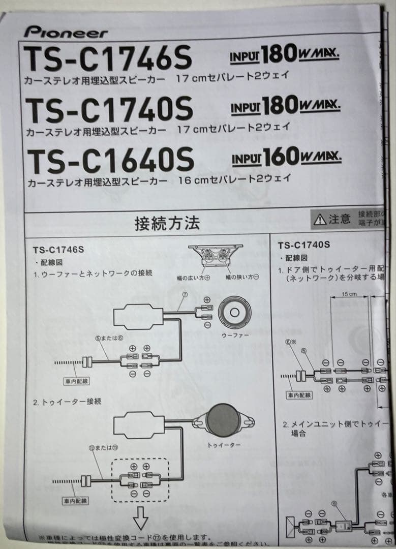 carrozzeria TS-C1740Sツイーター＆ネットワーク