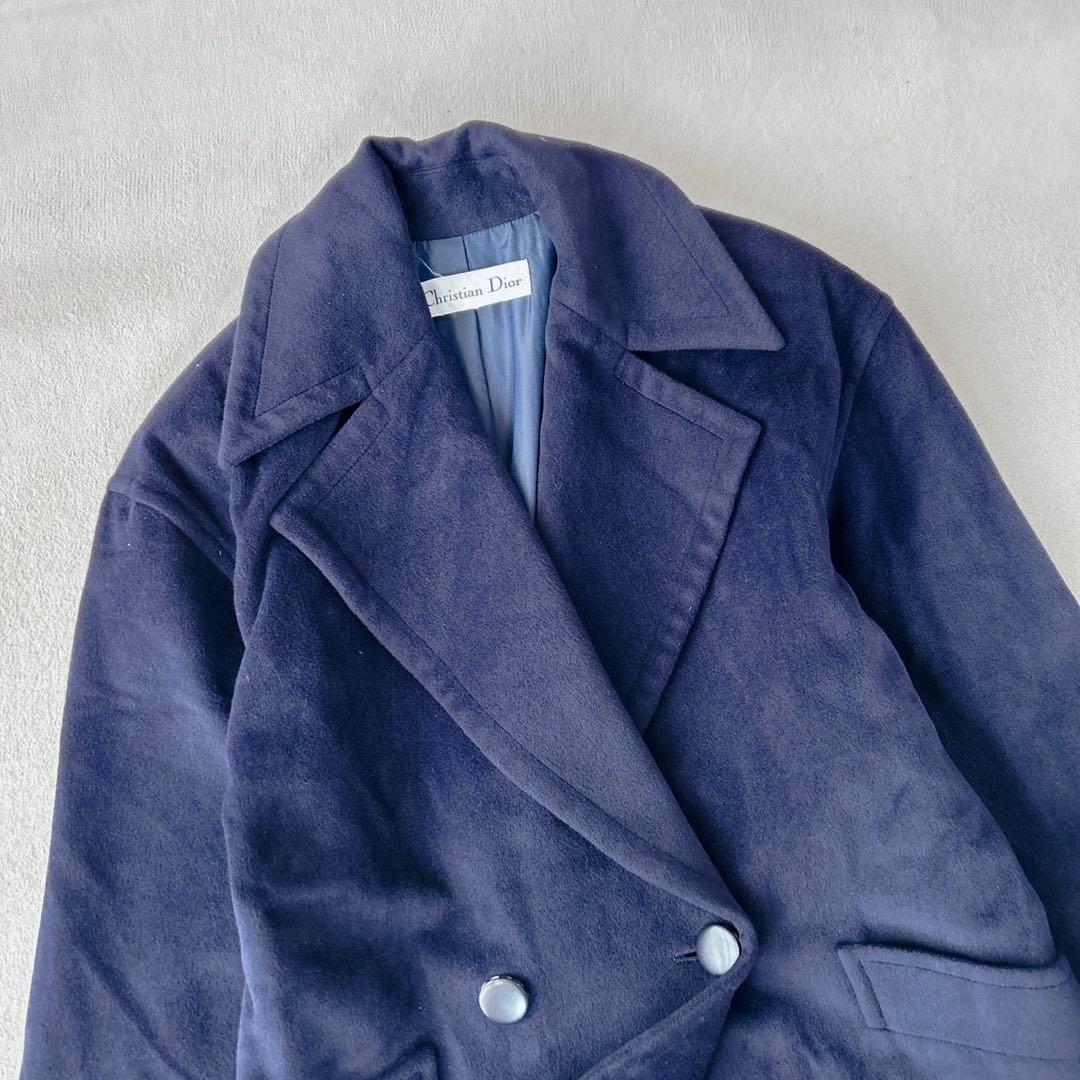 専用　クリスチャンディオール　チェスターコート　アンゴラ混　ネイビー　XL相当