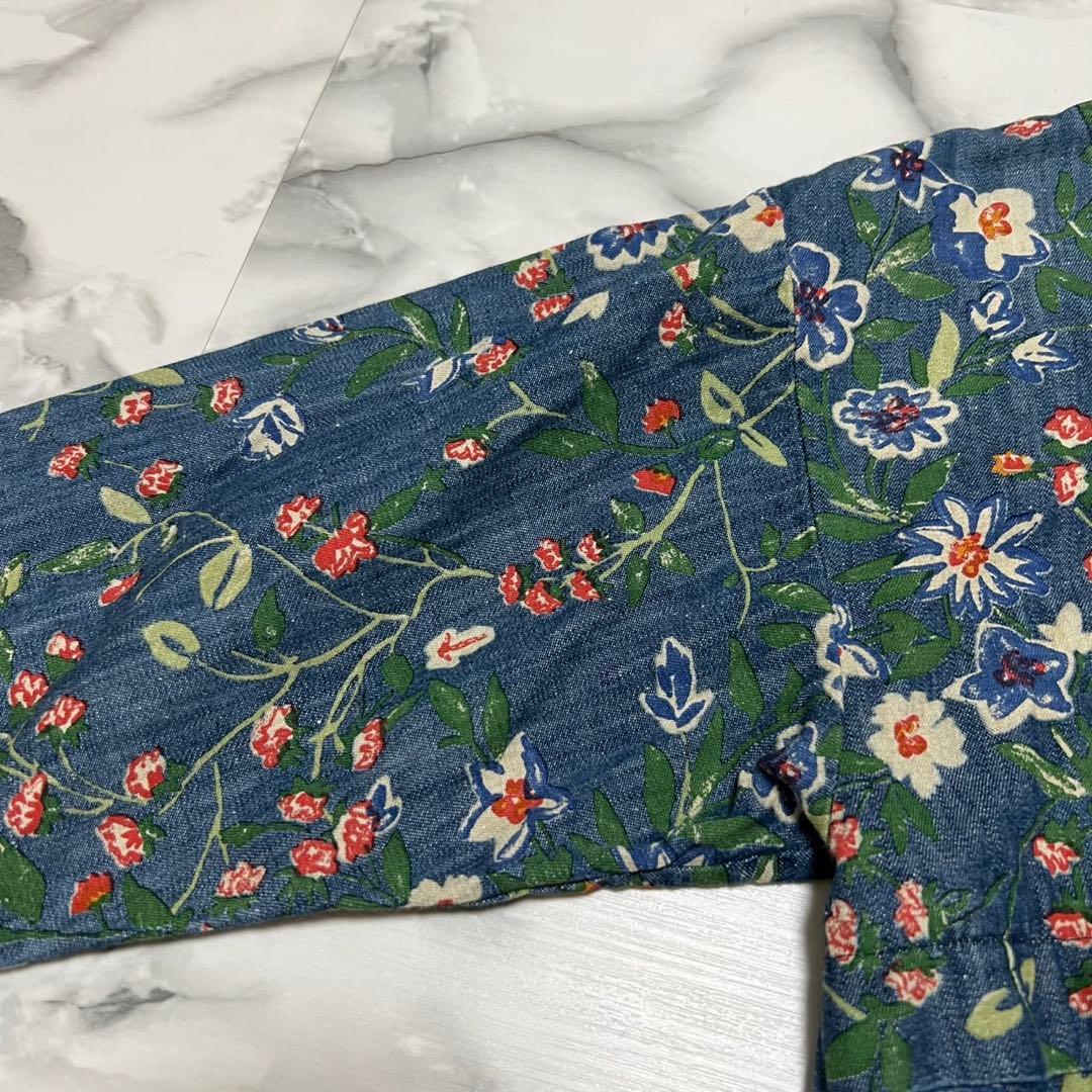 【美品】45R フォーティーファイブアール 花柄 デニム チュニック インディゴ