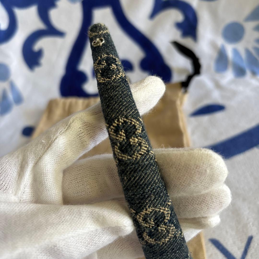 GUCCI ダークブルー ヘアバンド 保存袋付き