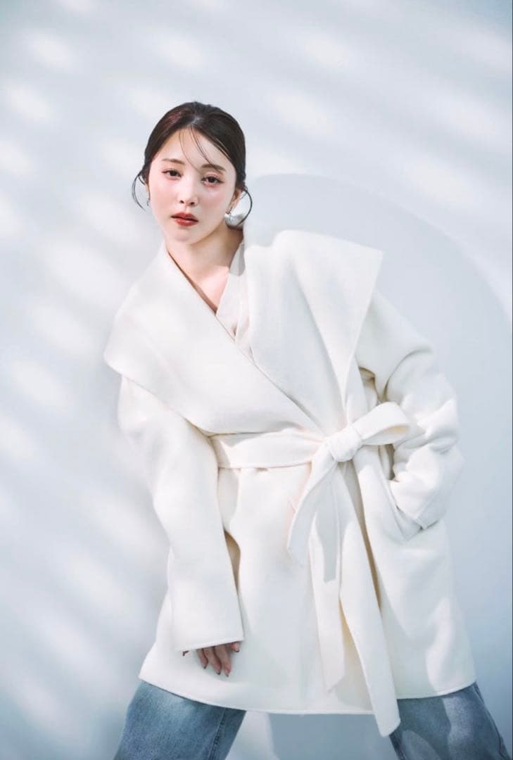 polaura ポローラ ショールカラーウールミドルコート