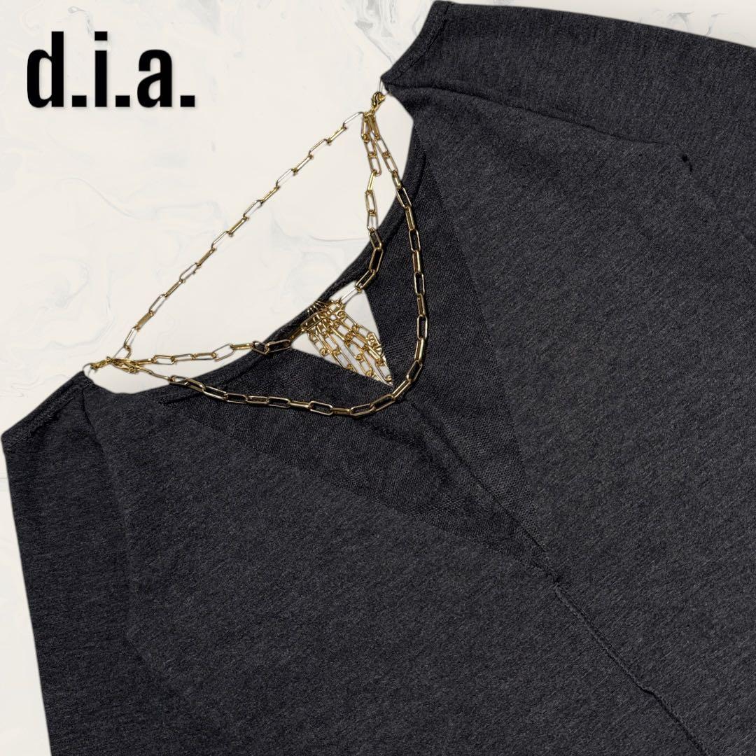 【新品】 d.i.a ゴールド チェーン付き バック Vネック トップス