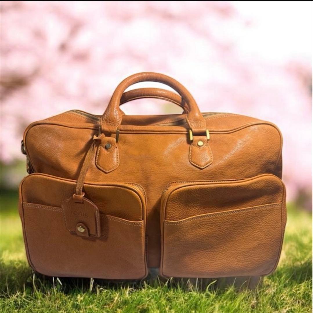 PORTER × CASTER レザー ブリーフバッグ キャメル 本革 鍵付き