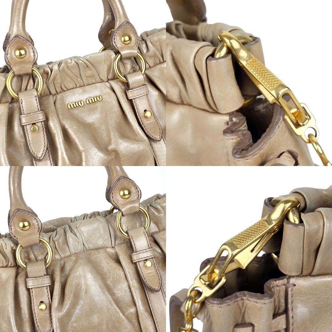 美品 ミュウミュウ ヴィテッロ ルクス リボン ハンドバッグ ショルダーバッグ