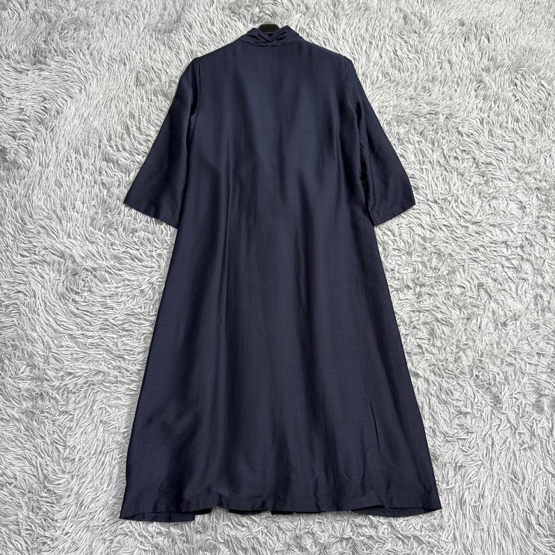 極美品✨シビラ シルク混 2022年 ネックギャザーワンピース ネイビー M